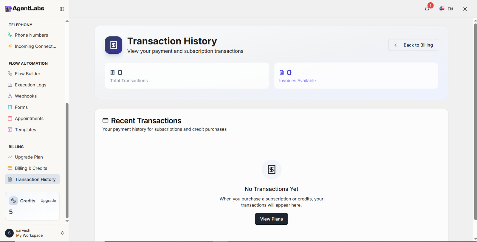 Transaction History Dashboard
