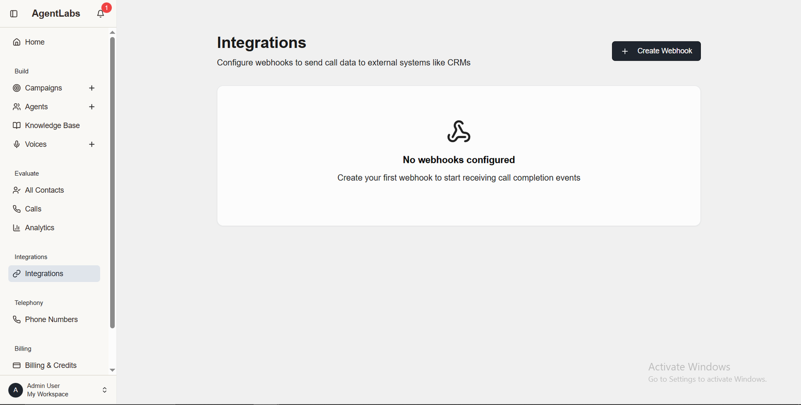 Integrations List View