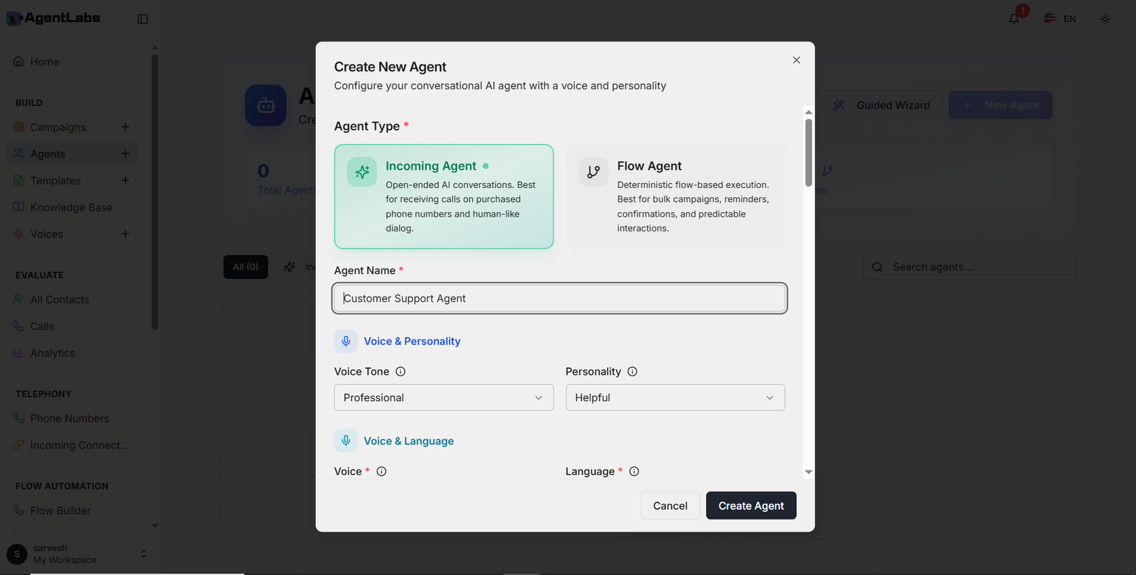Create Agent Configuration