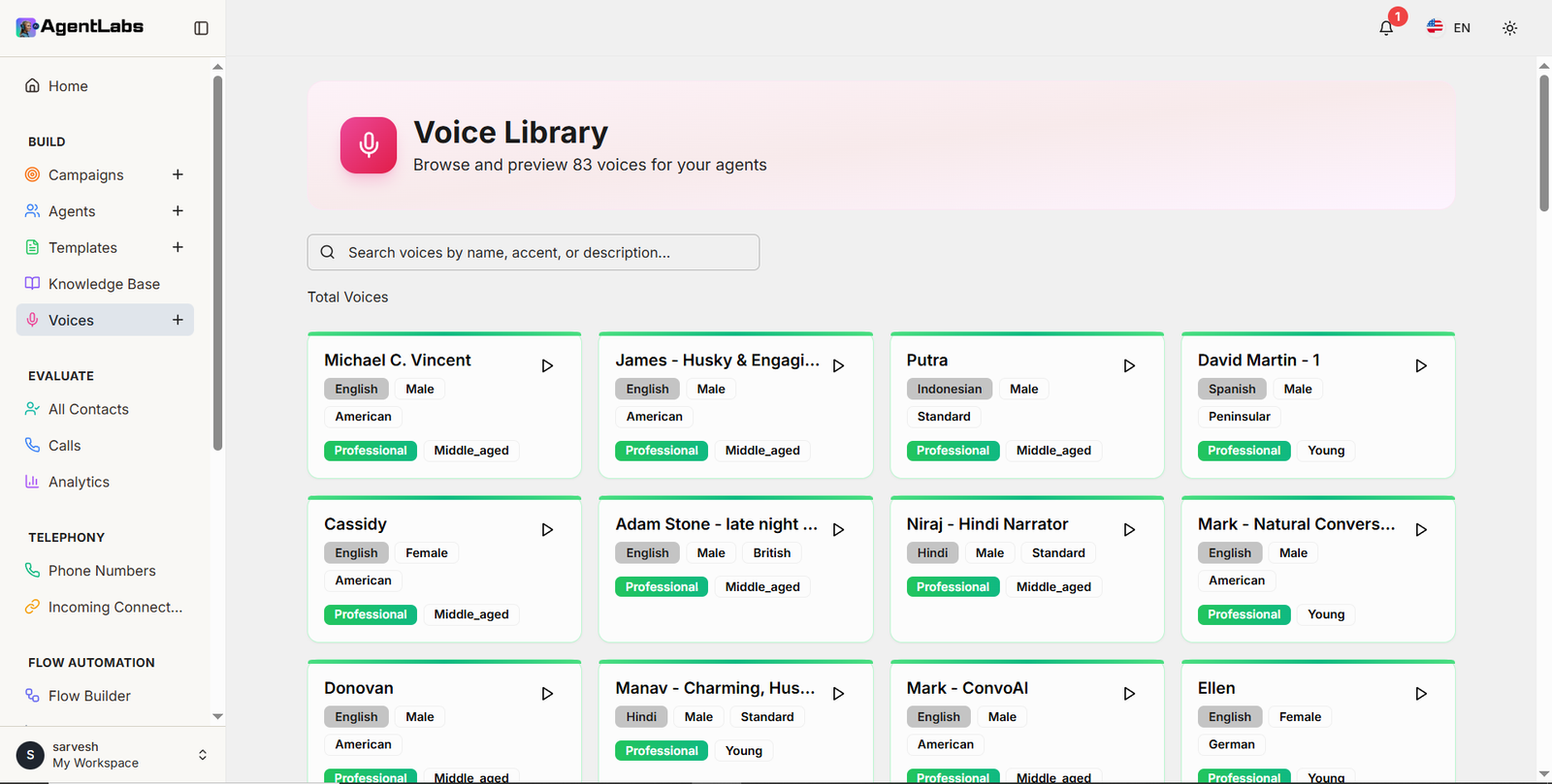 Voice Library Dashboard