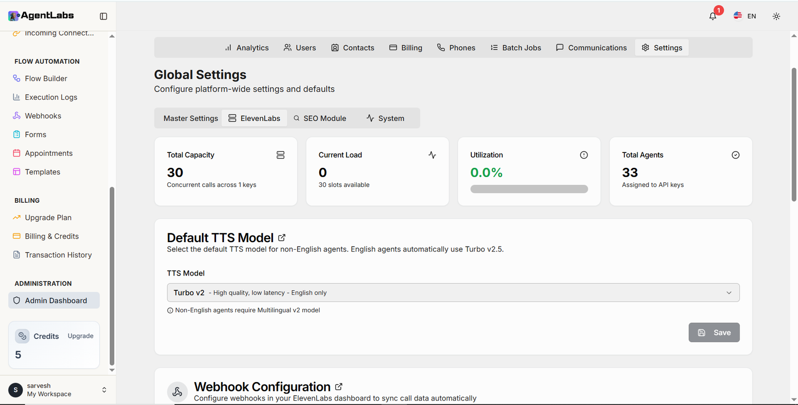 ElevenLabs Configuration Dashboard